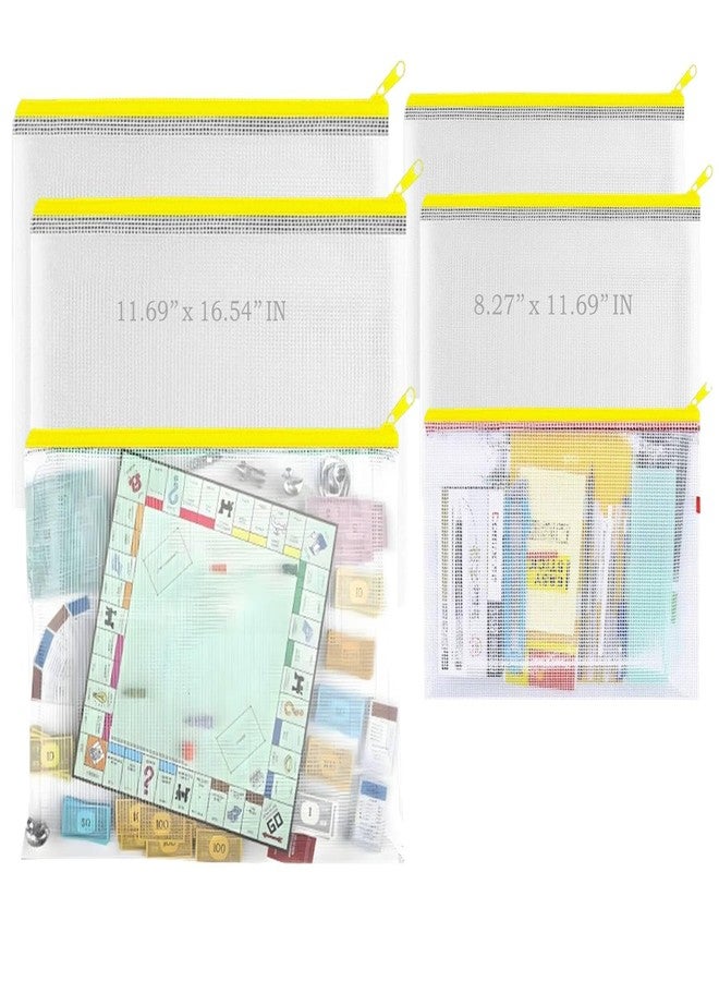 ليفي حقيبة بسحاب من ليفي، حقائب بسحاب كبيرة جدًا، حقائب بسحاب مقاومة للماء للوازم المكتبية، والألغاز، وتخزين ألعاب الطاولة، ومشاريع التطريز المتقاطع - عبوة من 6 قطع (أصفر A3 وA4 (3+3)-6 حقائب) - Image 1